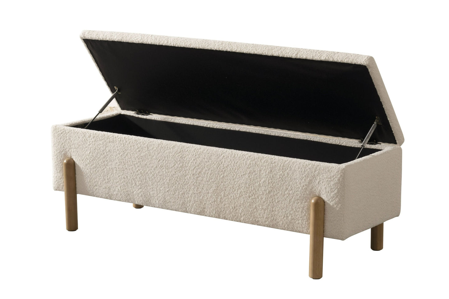 Modrest Electra Modern Ivory Fabric and Rubberwood Bench With Storage – A Stylish and Functional Addition to Any Space