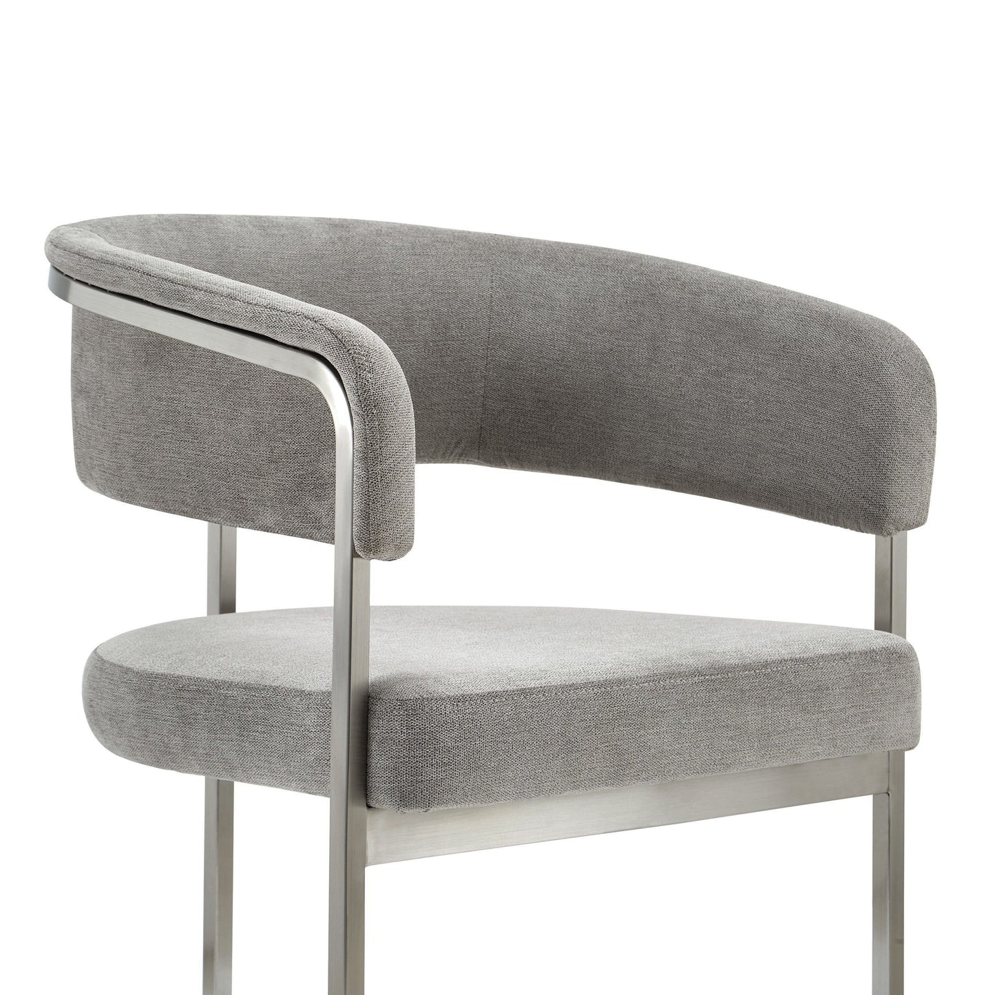 Modrest Sebastian Modern Grey Fabric Dining Chair with Stainless Steel Frame for Contemporary Dining Rooms