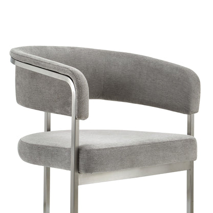 Modrest Sebastian Modern Grey Fabric Dining Chair with Stainless Steel Frame for Contemporary Dining Rooms