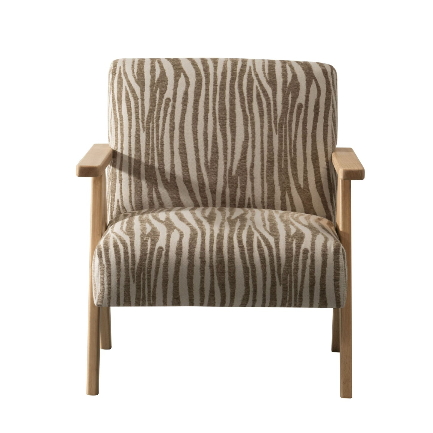 Modrest Oakhurst - Modern Beige Pattern + Wood Accent Chair