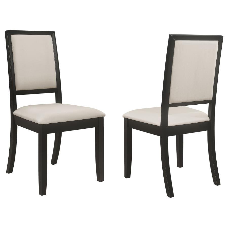 Louise Upholstered Dining Chair Black And Cream (Set Of 2)