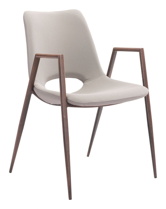 Desi Dining Chair Set of 2 – Beige Fabric with Walnut Wood Frame | Modern Kitchen & Dining Chairs
