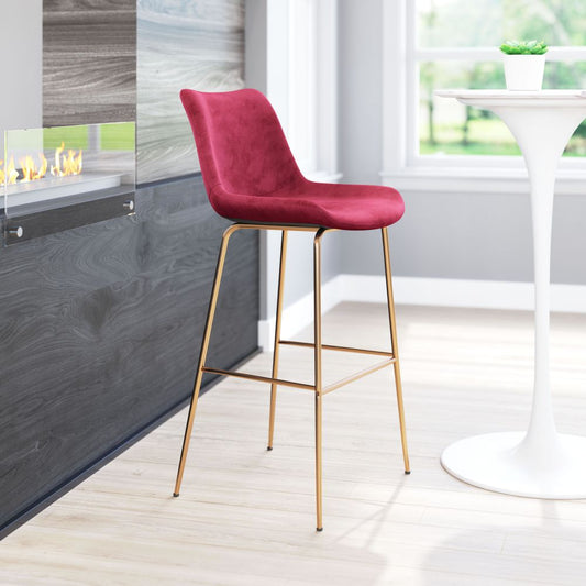 Tony Barstool in Red & Gold – Bold Modern Bar Seating with Glam Flair