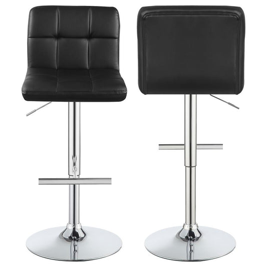 Lenny Upholstered Adjustable Bar Stool Black (Set of 2) – Sleek and Comfortable with Adjustable Height for Contemporary Spaces