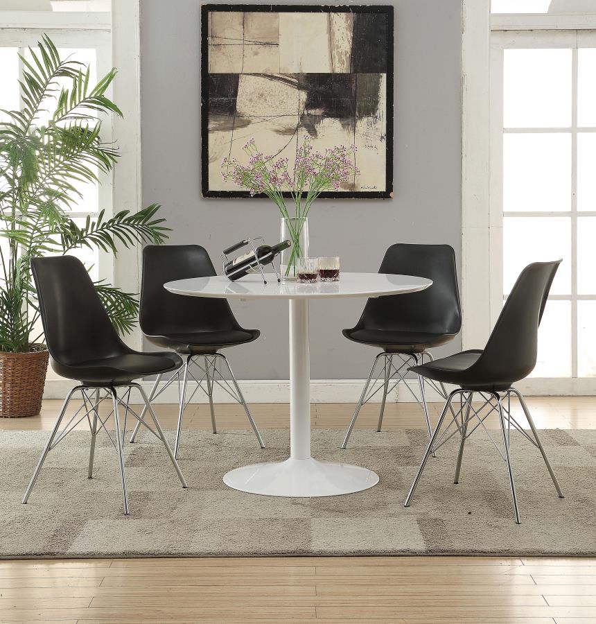 Lowry Armless Dining Chairs Black And Chrome (Set Of 2)