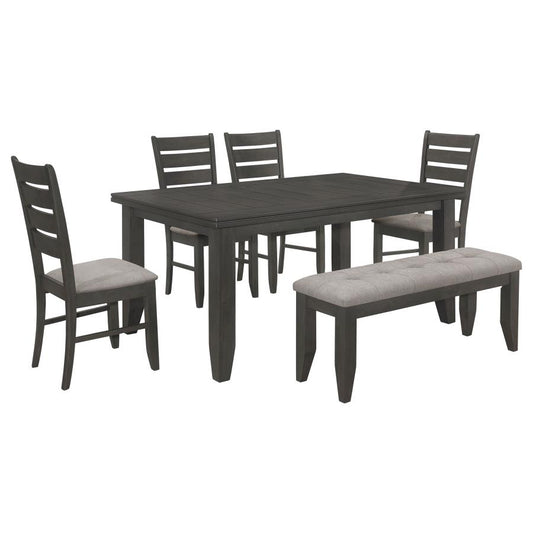 Dalila 6-Piece Rectangular Dining Set – Grey & Dark Grey for Contemporary Elegance and Functionality