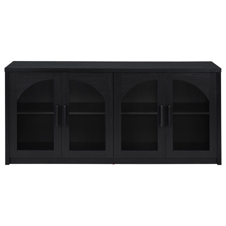 Riva Black 4‑Door Dining Sideboard with Glass Doors