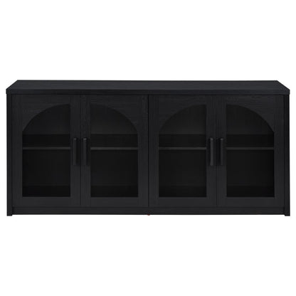 Riva Black 4‑Door Dining Sideboard with Glass Doors