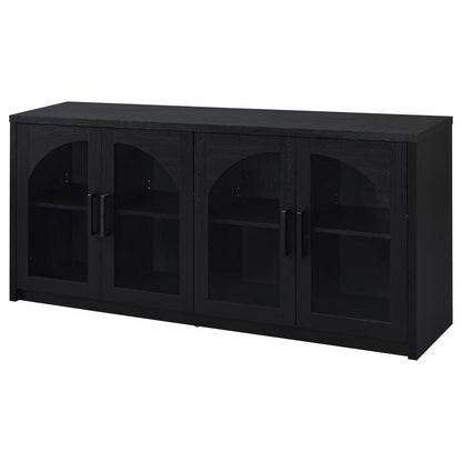 Riva Black 4‑Door Dining Sideboard with Glass Doors
