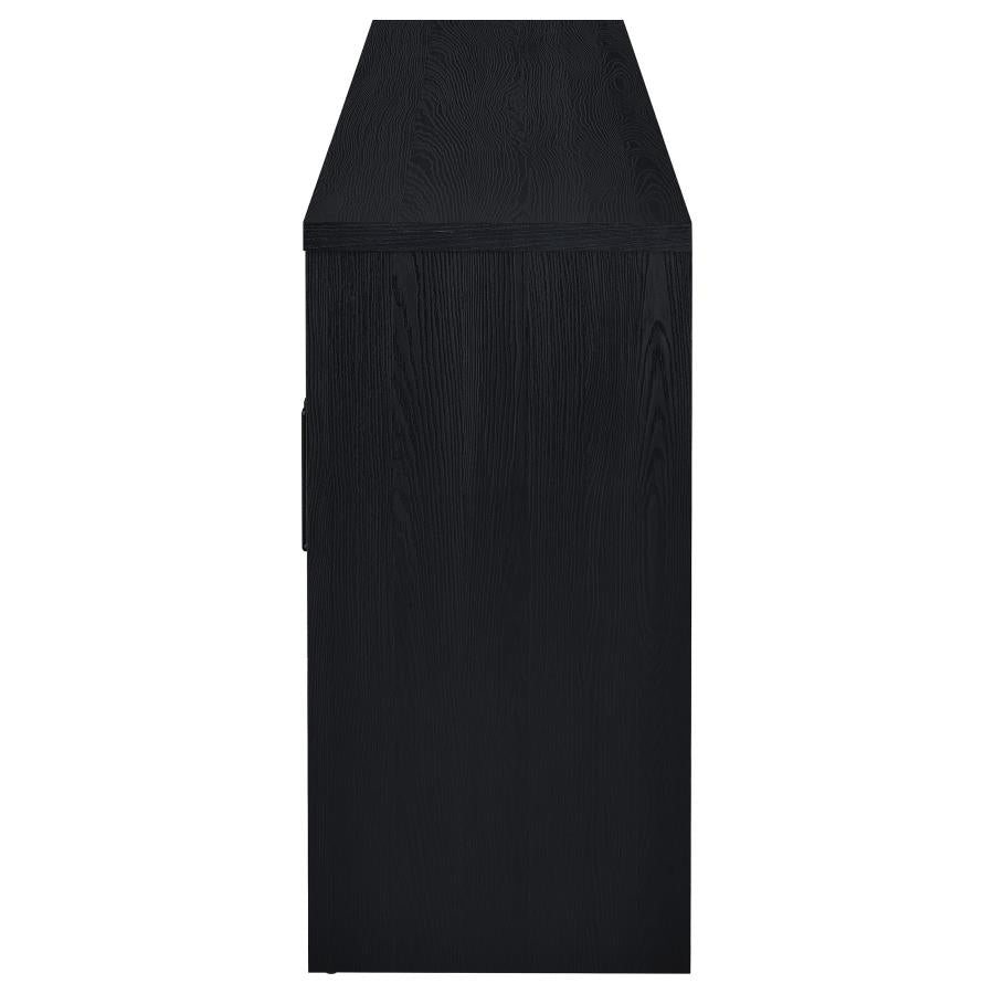 Riva Black 4‑Door Dining Sideboard with Glass Doors
