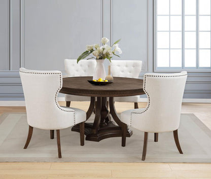 Ridgewell 5 Piece Dark Oak Round Pedestal Dining Table Set