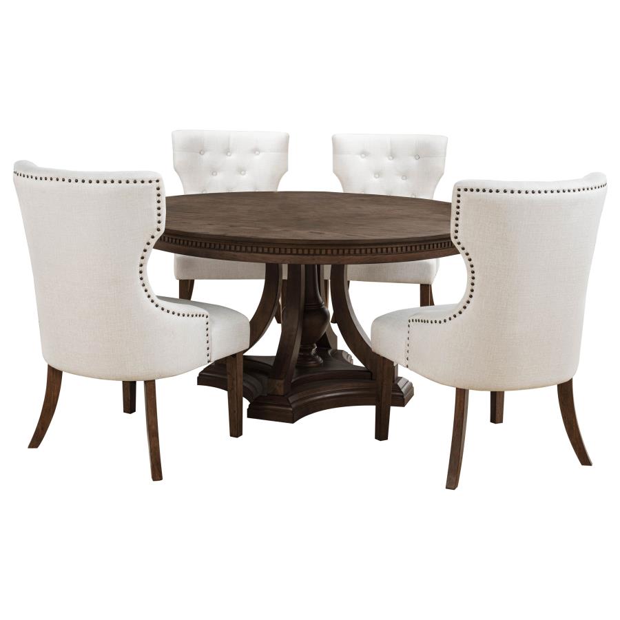 Ridgewell 5 Piece Dark Oak Round Pedestal Dining Table Set