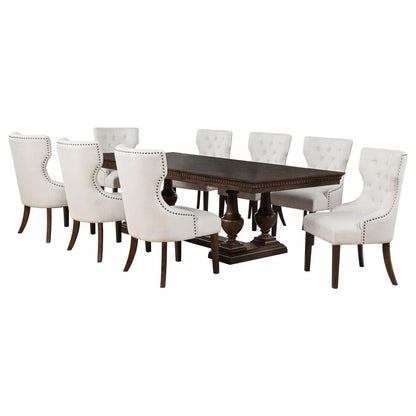 Ridgewell 9 Piece Dark Oak Rectangular Trestle Dining Table Set