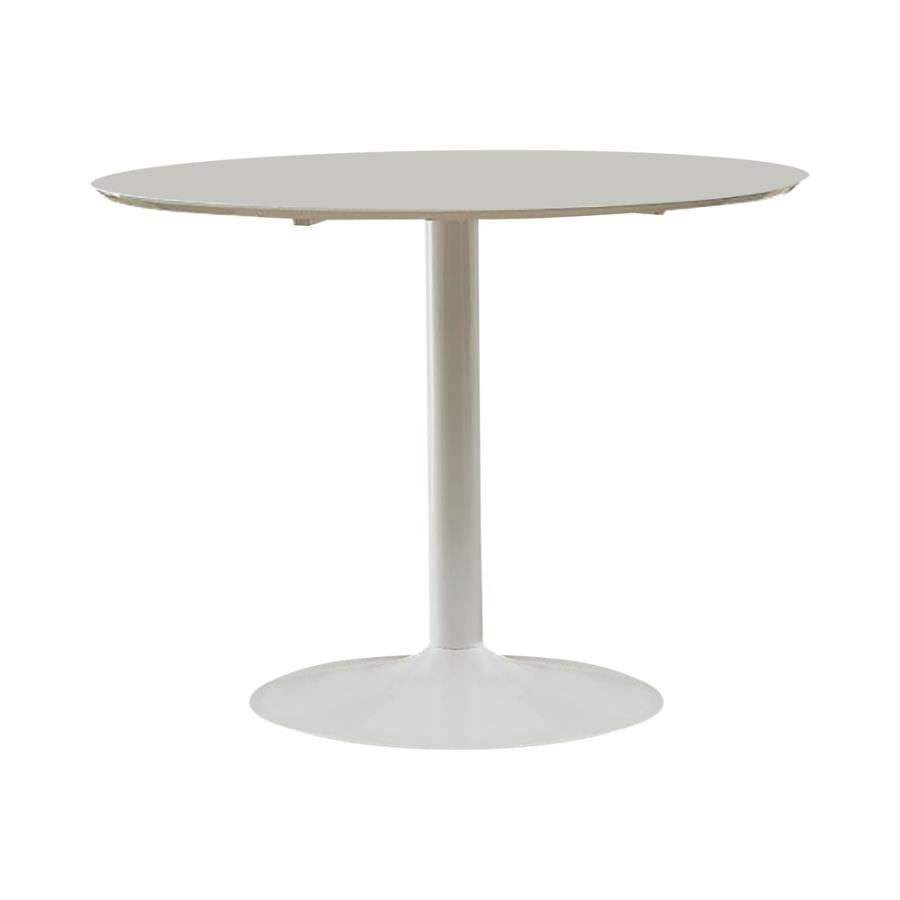 Lowry Mid-Century Modern White Round Dining Table