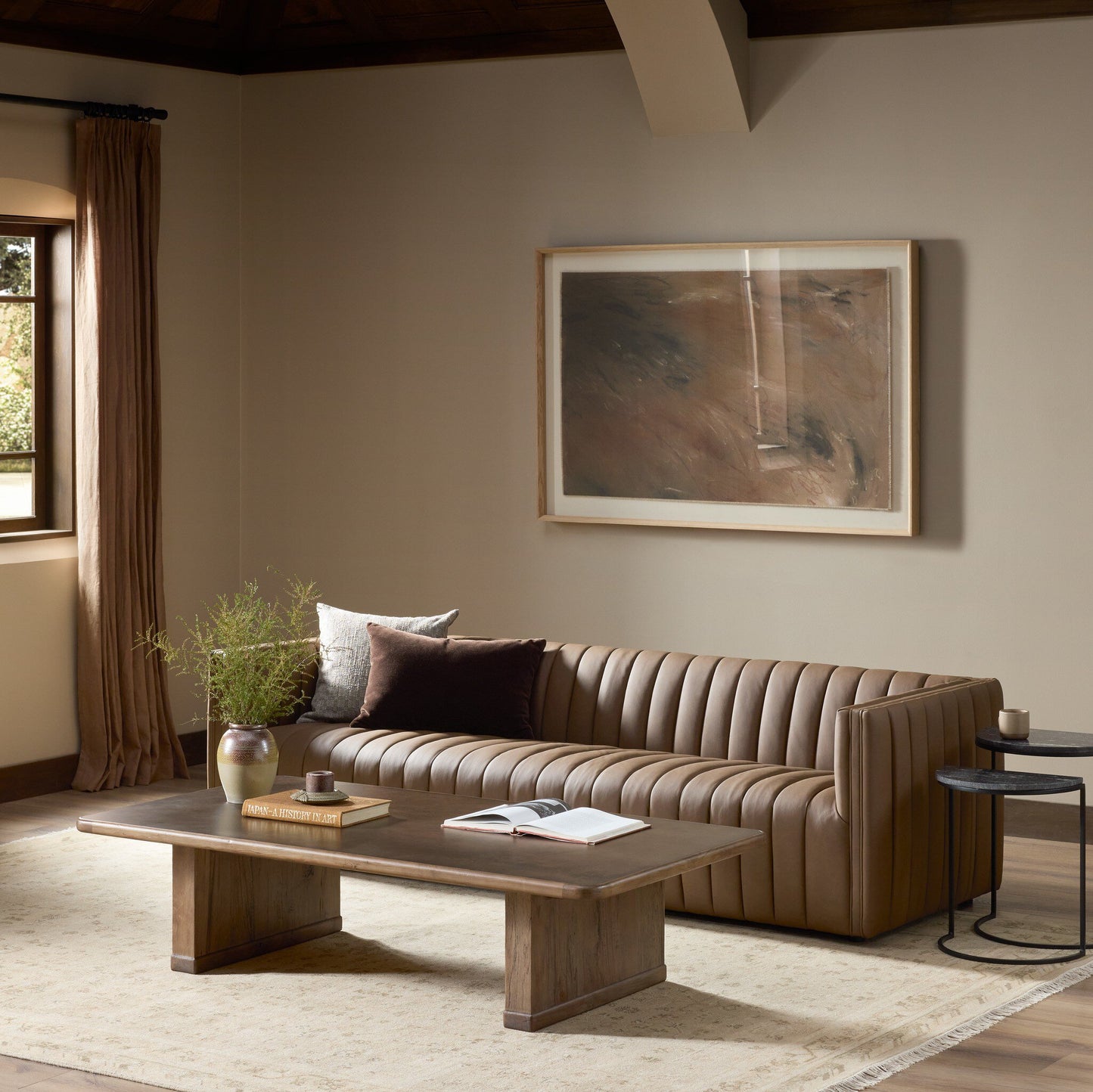 Augustine Sofa Maestro Cigar Brown Top‑Grain Leather