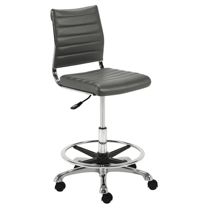 Axel Adjustable Height Drafting Stool in Gray with Aluminum Base