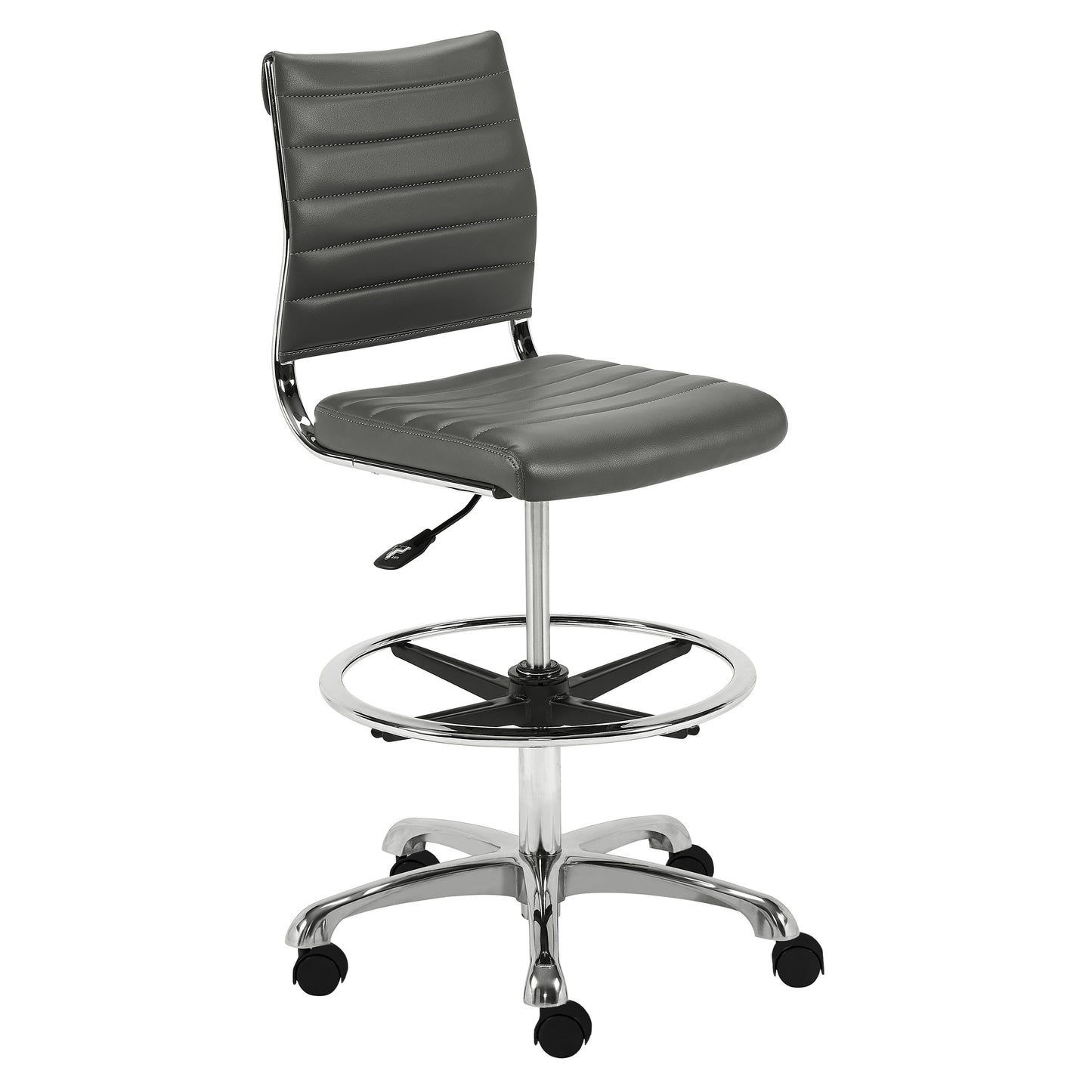 Axel Adjustable Height Drafting Stool in Gray with Aluminum Base