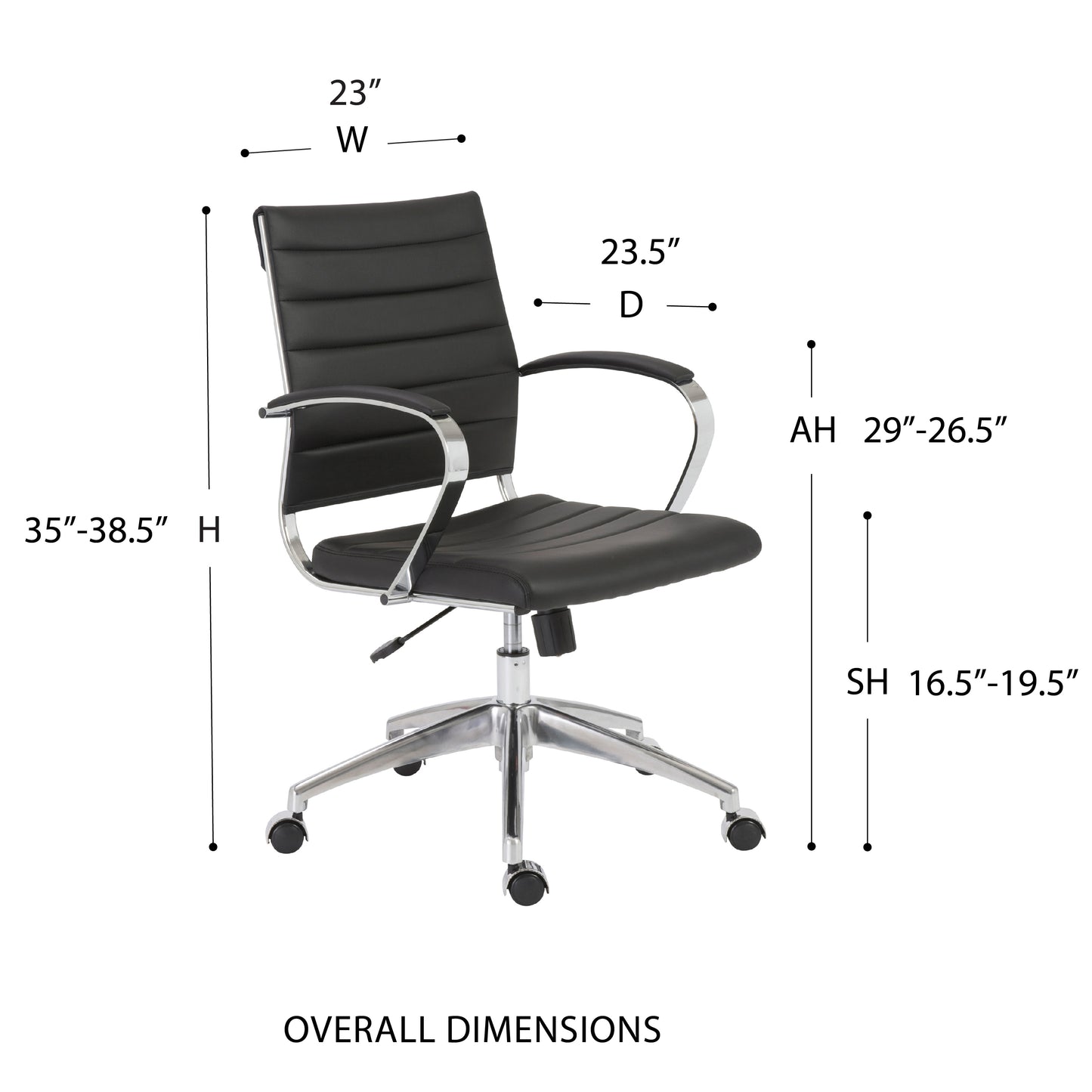 Axel Low Back Office Chair in Black with Aluminum Base