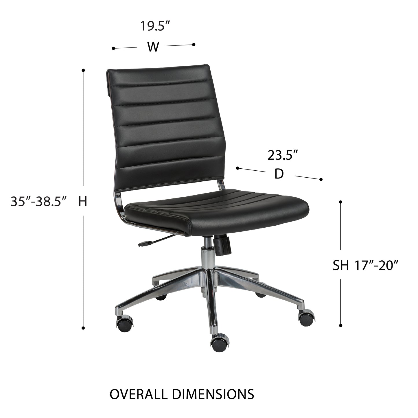 Axel Low Back Office Chair w/o Armrests in Black with Aluminum Base