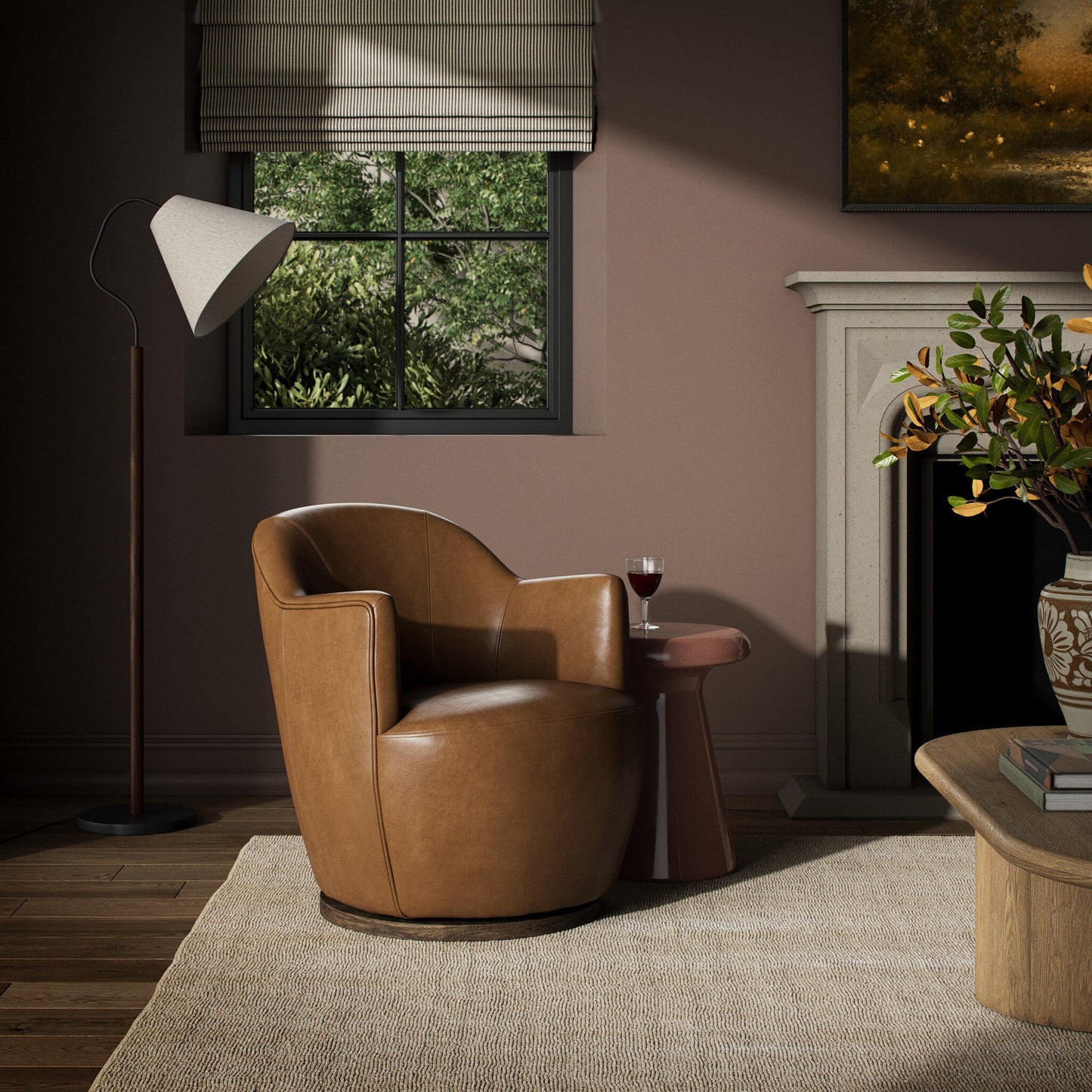 Aurora Swivel Chair Sonoma Butterscotch Top‑Grain Leather
