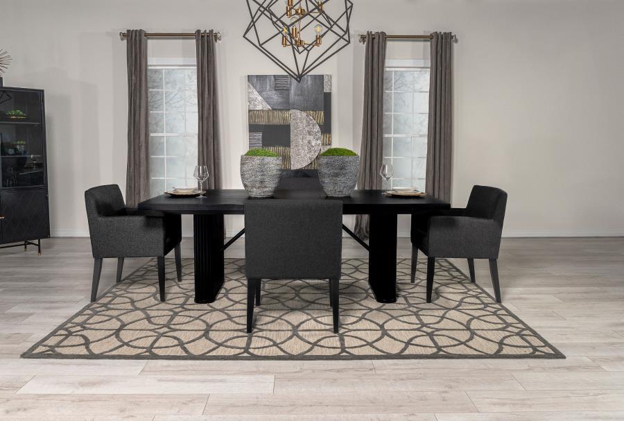 Catherine 5-piece Double Pedestal Dining Table Set Charcoal Grey and Black