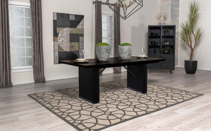 Catherine Rectangular Dining Table – Black Double Pedestal Design for Sophisticated Spaces