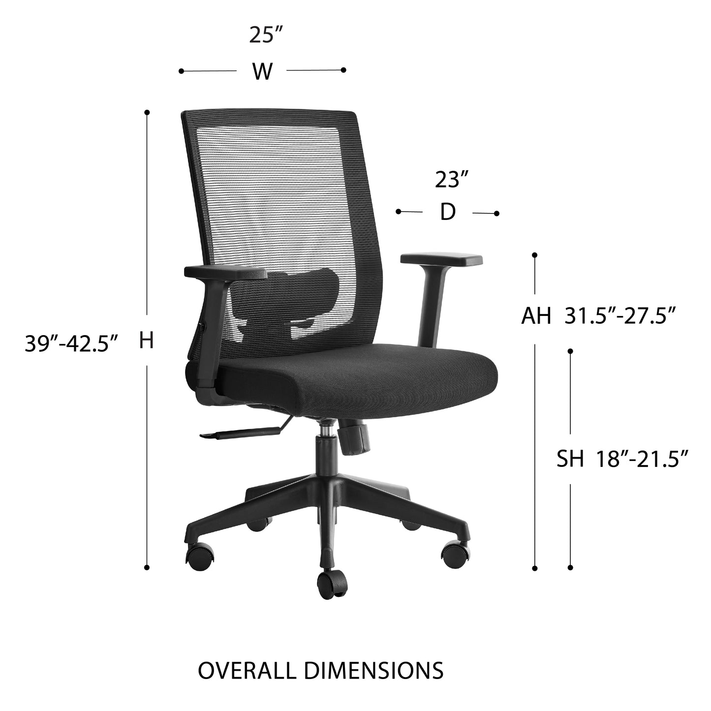 Dahl Office Chair in Black with Black Base