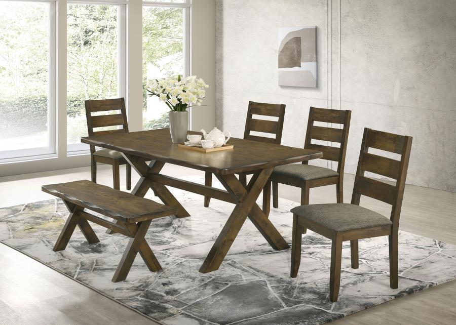 Alston 6 Piece Knotty Nutmeg Rectangular Dining Table Set