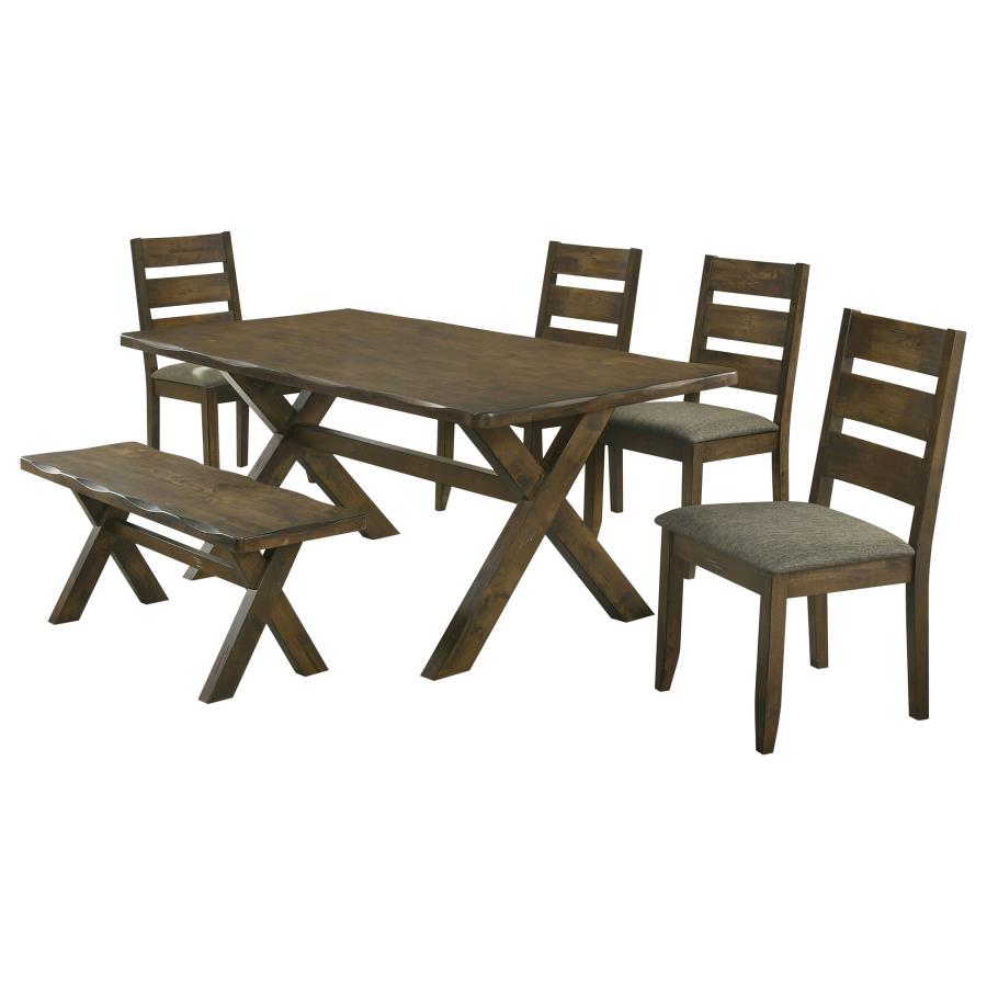 Alston 6 Piece Knotty Nutmeg Rectangular Dining Table Set
