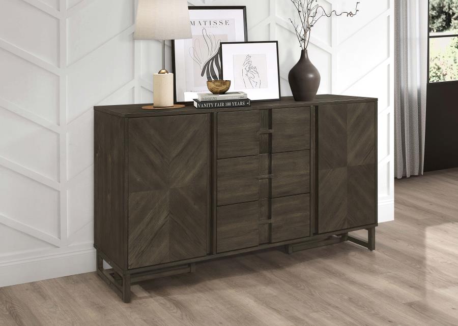 Kelly 3-Drawer Dining Sideboard Server – Dark Grey Storage Solution with Modern Elegance