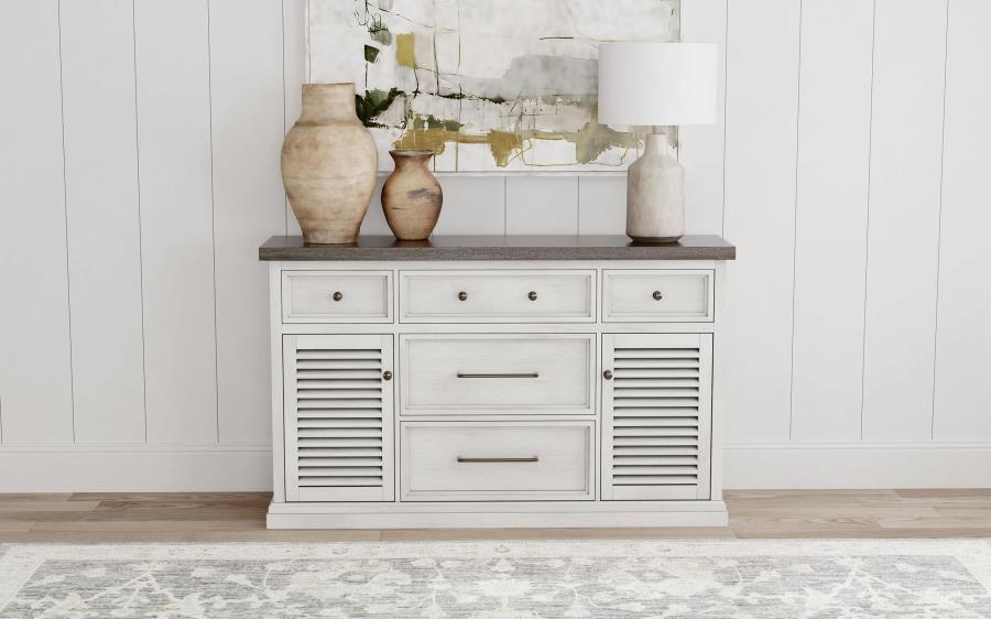 Aventine 5-drawer Sideboard Buffet Cabinet Vintage White