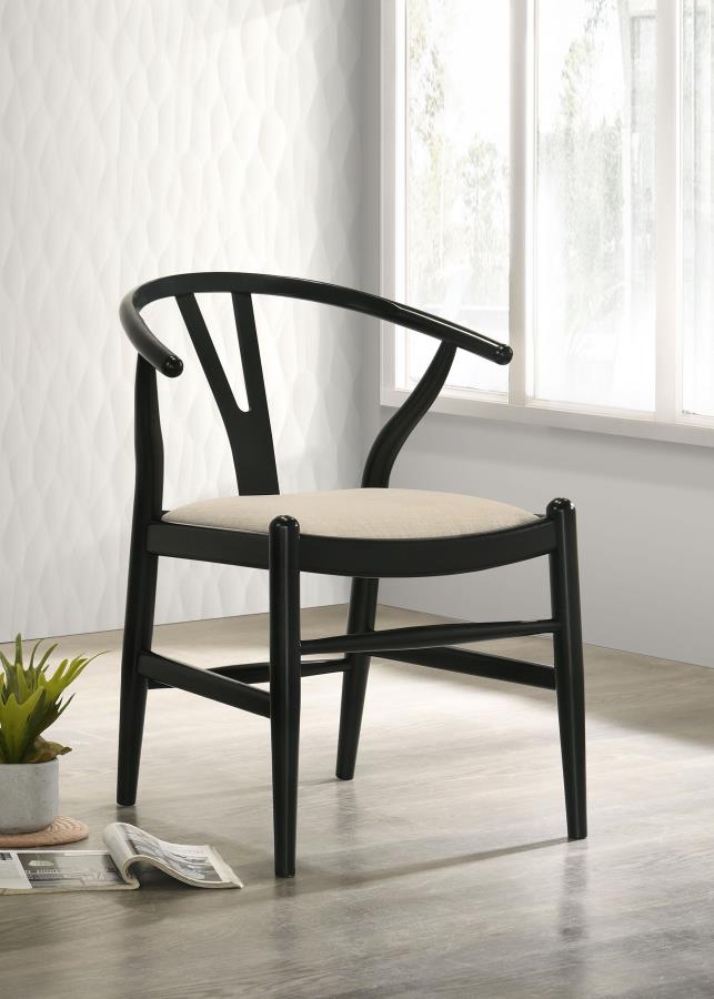 Dinah Wood Wishbone Dining Side Chair Black (Set of 2)