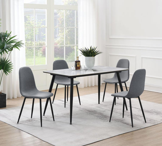 Dennison 5-Piece Rectangular Dining Table Set Grey - Modern and Sleek Dining Set for Any Dining Room