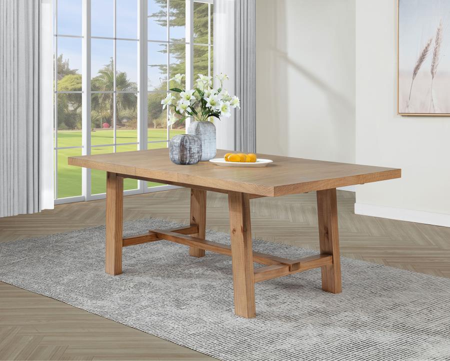 Middleton 76-Inch Extension Leaf Dining Table – Natural Brown Wood Finish | Modern Expandable Dining Table