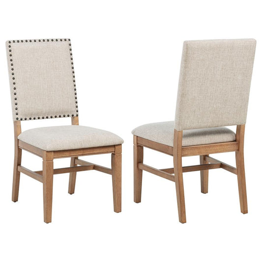 Middleton Upholstered Dining Side Chair Set of 2 – Beige Fabric Chairs for Dining Room