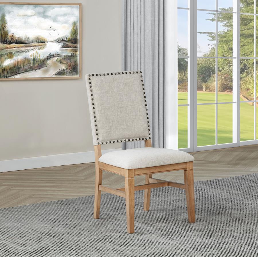 Middleton Upholstered Dining Side Chair Set of 2 – Beige Fabric Chairs for Dining Room