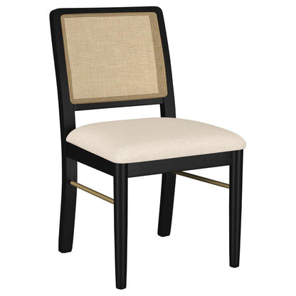 Arini 7 Piece Sand Wash and Black Extension Leaf Dining Table Set