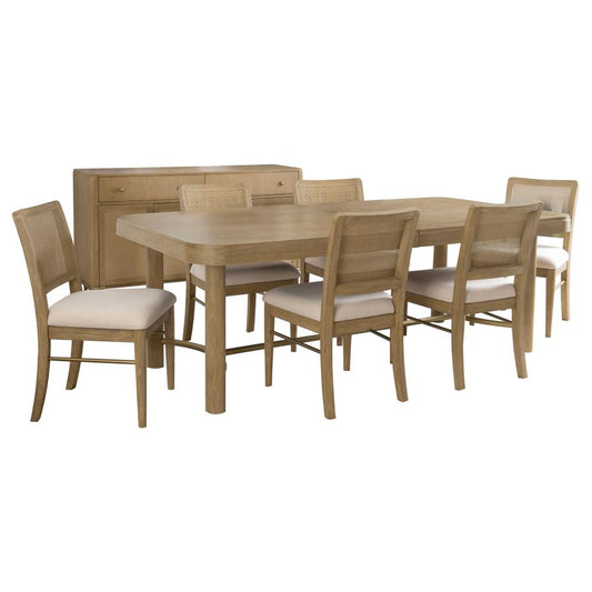 Arini 7-Piece Extension Leaf Dining Table Set – Sand Wash Finish with Expandable Functionality