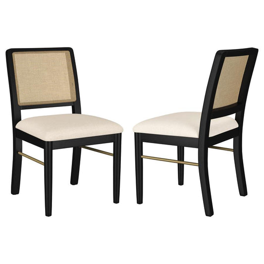 Arini Rattan Cane Dining Side Chairs in Black – Set of 2