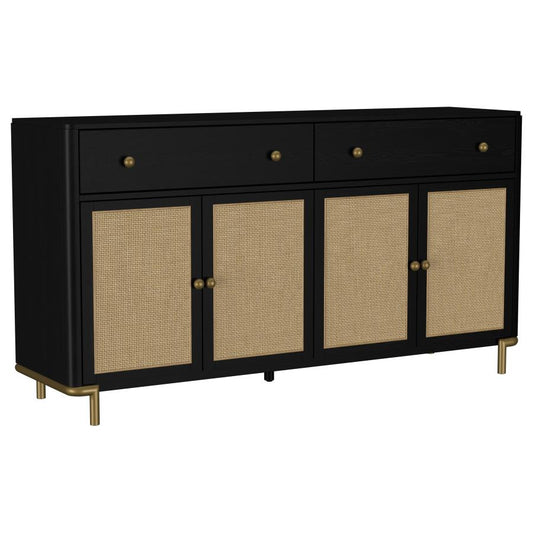 Arini 2-Drawer Cane Door Dining Sideboard Server – Black Finish