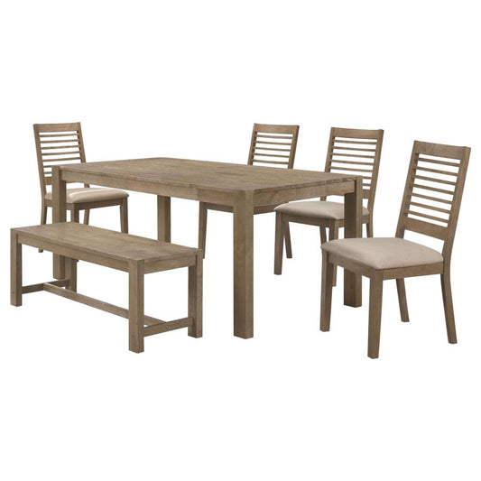Scottsdale 6-Piece Rectangular Dining Set Brown Washed - Rustic and Elegant Dining Set for Your Home