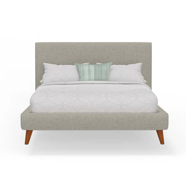 Britney Light Grey Linen Bed - Modern Elegance with Soft Textured Upholstery