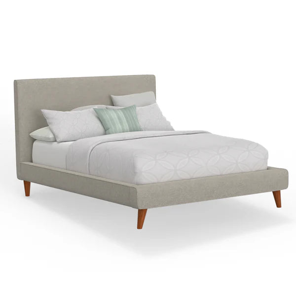 Britney Light Grey Linen Bed - Modern Elegance with Soft Textured Upholstery