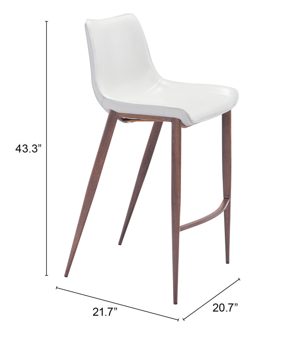 Magnus Barstool (Set of 2) White & Walnut