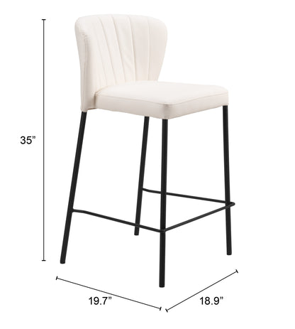 Linz Counter Stool Set of 2 - Elegant Cream Design for Modern Kitchens and Dining Areas