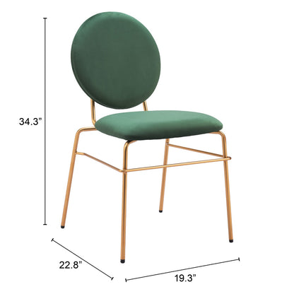 Odessa Dining Chair Set of 2 - Elegant Green & Gold Design for Stylish Dining Spaces