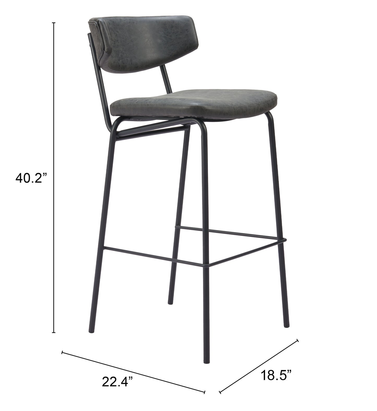 Charon Barstool (Set of 2) Vintage Black