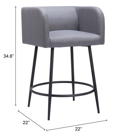 Horbat Counter Stool Set of 2 - Gray Stylish and Comfortable Upholstered Stools for Modern Kitchens and Dining Areas