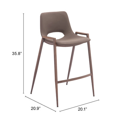 Desi Counter Stool Set of 2 - Sophisticated Brown & Walnut Design for Modern Kitchens and Dining Spaces