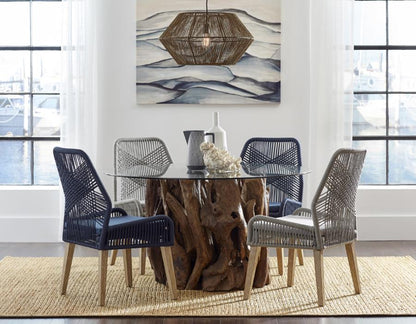 Nakia Woven Rope Dining Side Chairs in Dark Navy (Set of 2) - Modern and Stylish Chairs for Chic Dining Spaces